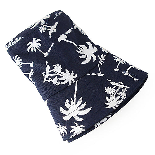 Fashion Coconut Tree Print Flat Bucket Hat Outdoor Travel Sun Beach Women Cap