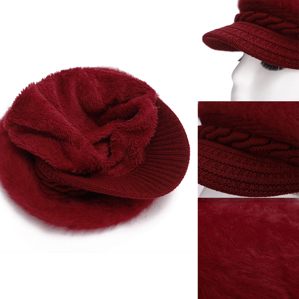 Women Fashion Faux Rabbit Fur Knitted Hat Outdoor Winter Thicken Warm Beret
