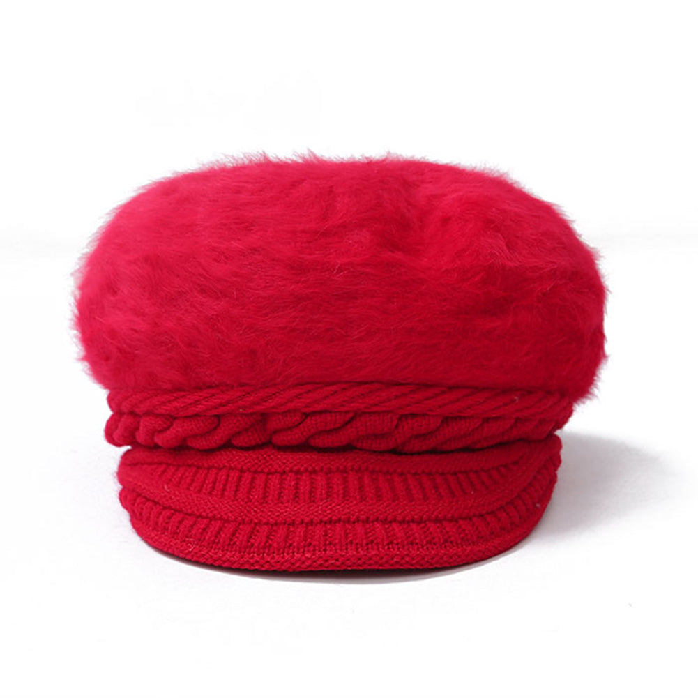 Women Fashion Faux Rabbit Fur Knitted Hat Outdoor Winter Thicken Warm Beret