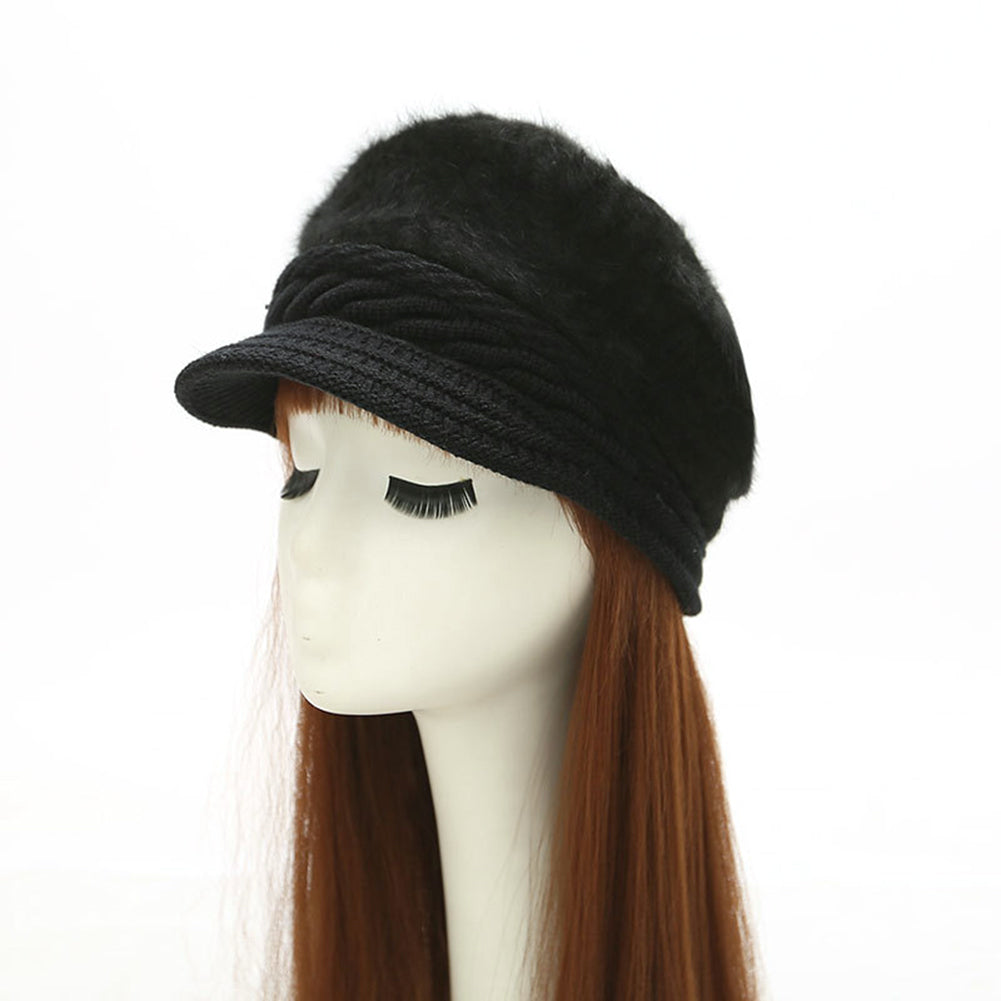 Women Fashion Faux Rabbit Fur Knitted Hat Outdoor Winter Thicken Warm Beret