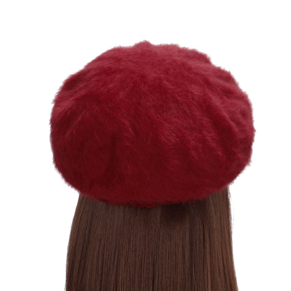 Women Fashion Faux Rabbit Fur Knitted Hat Outdoor Winter Thicken Warm Beret
