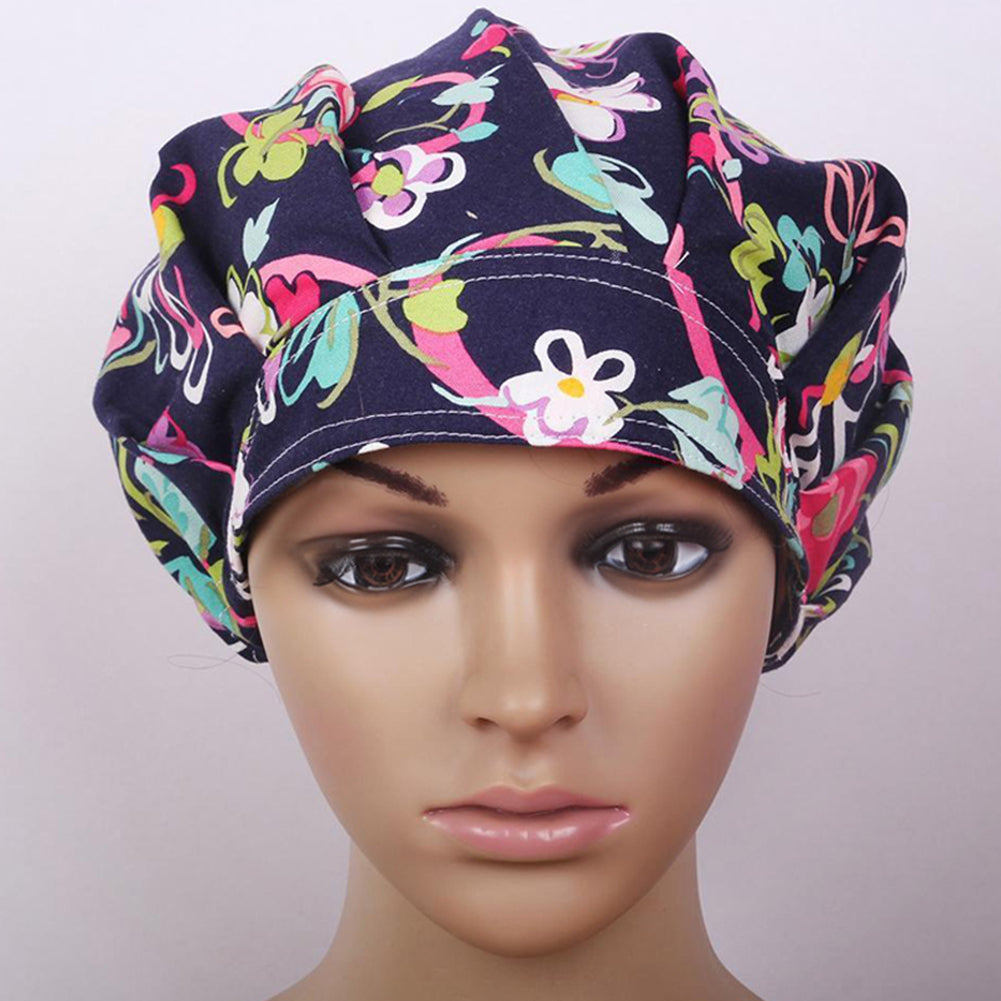 Floral Print Scrub Cap Hospital Medical Surgical Surgery Hat for Doctor Nurses