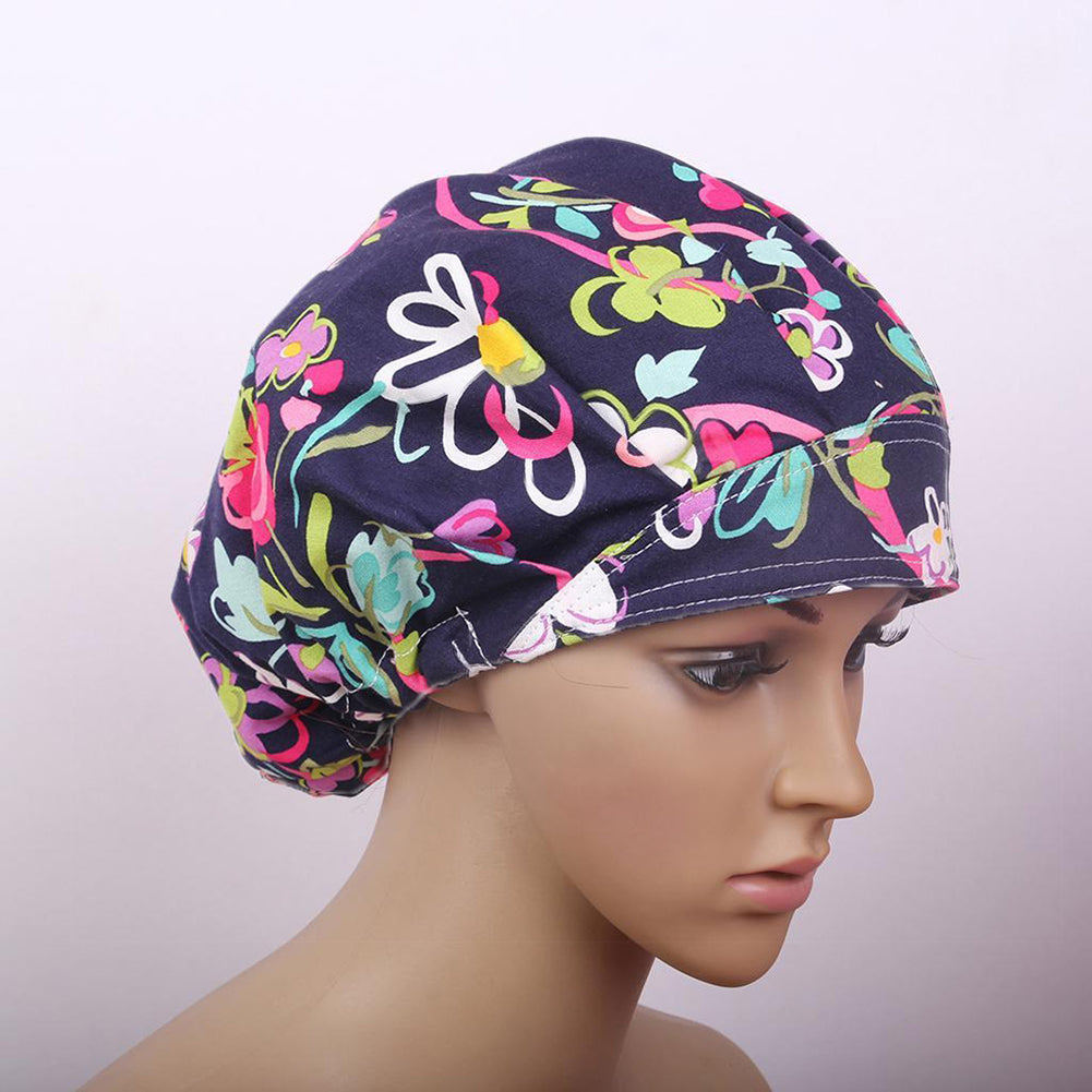 Floral Print Scrub Cap Hospital Medical Surgical Surgery Hat for Doctor Nurses