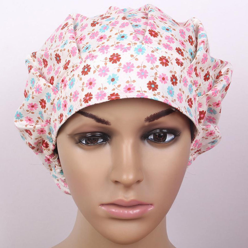 Floral Print Scrub Cap Hospital Medical Surgical Surgery Hat for Doctor Nurses