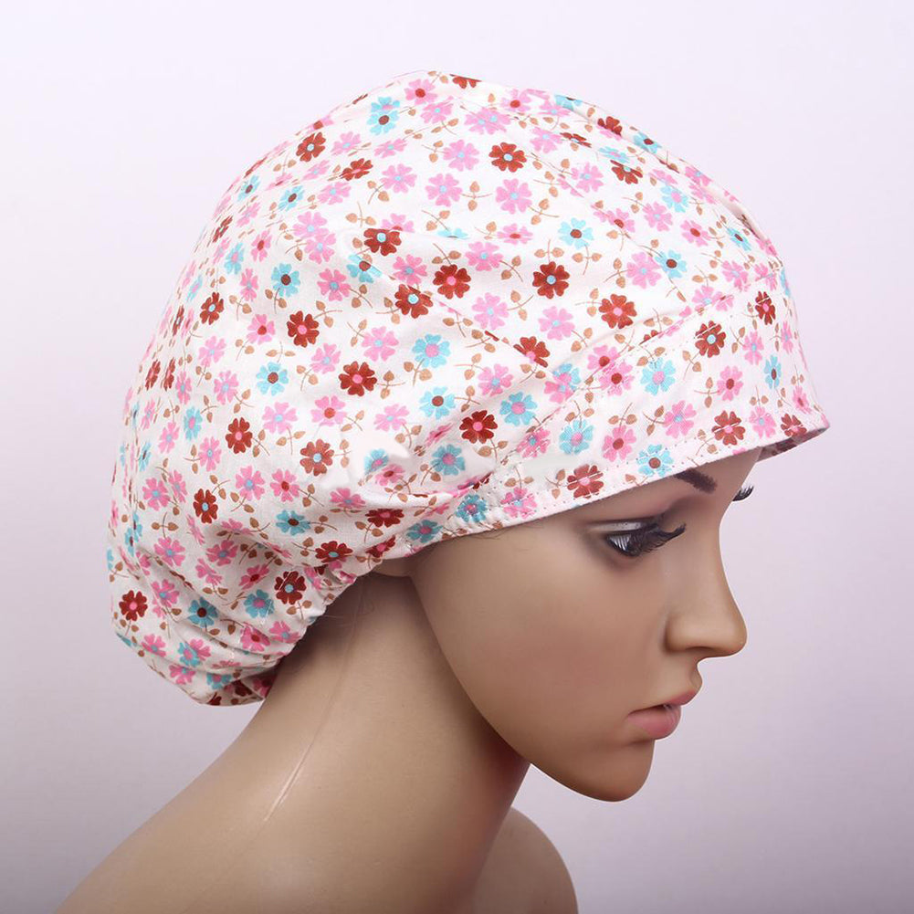 Floral Print Scrub Cap Hospital Medical Surgical Surgery Hat for Doctor Nurses