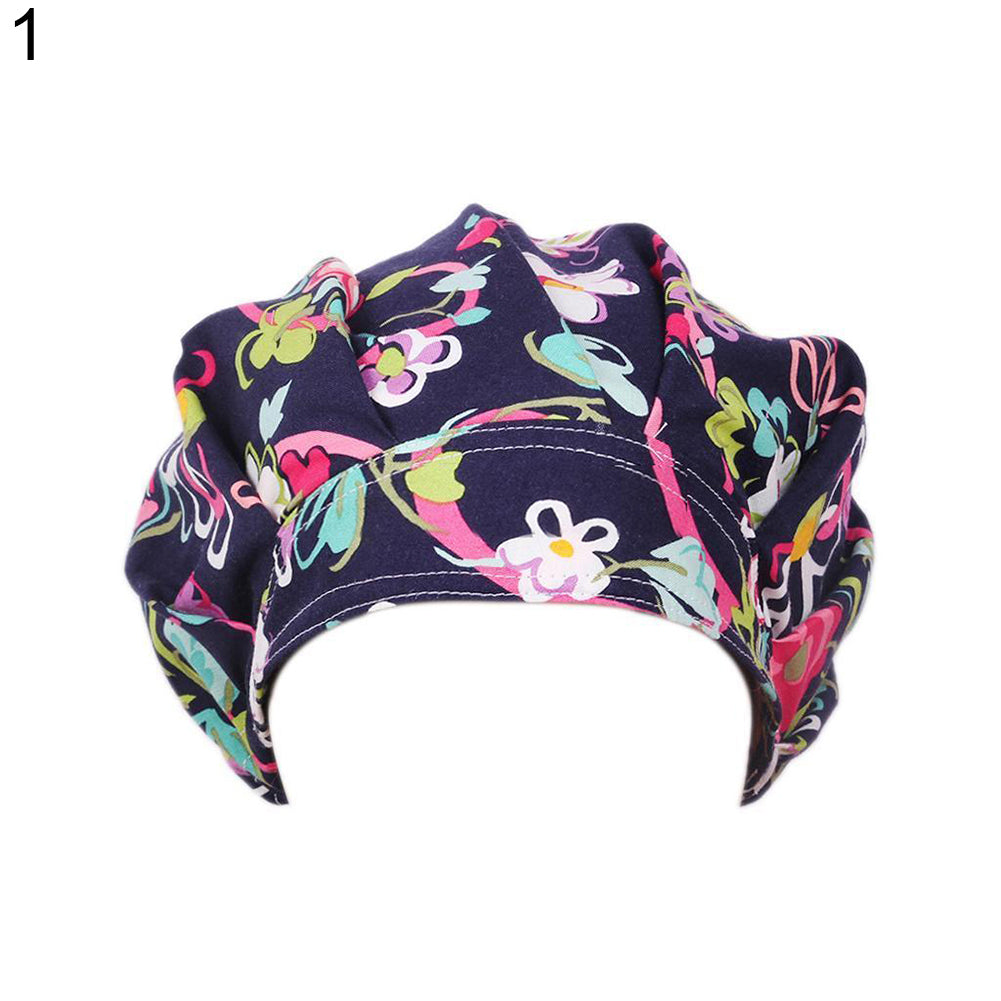 Floral Print Scrub Cap Hospital Medical Surgical Surgery Hat for Doctor Nurses