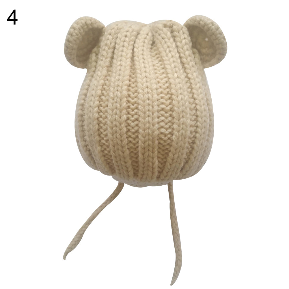 Bear Ears Cute Baby Hat Newborn Beanie Winter Warm Solid Color Knitted Cap