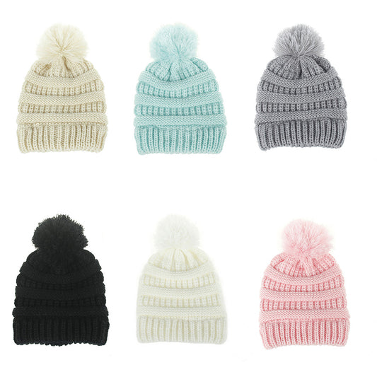 Fashion Winter Warm Baby Boys Girls Knitted Hat Solid Color Crochet Beanie Cap