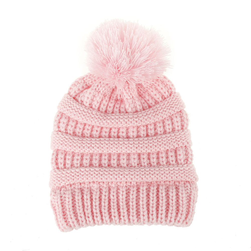 Fashion Winter Warm Baby Boys Girls Knitted Hat Solid Color Crochet Beanie Cap