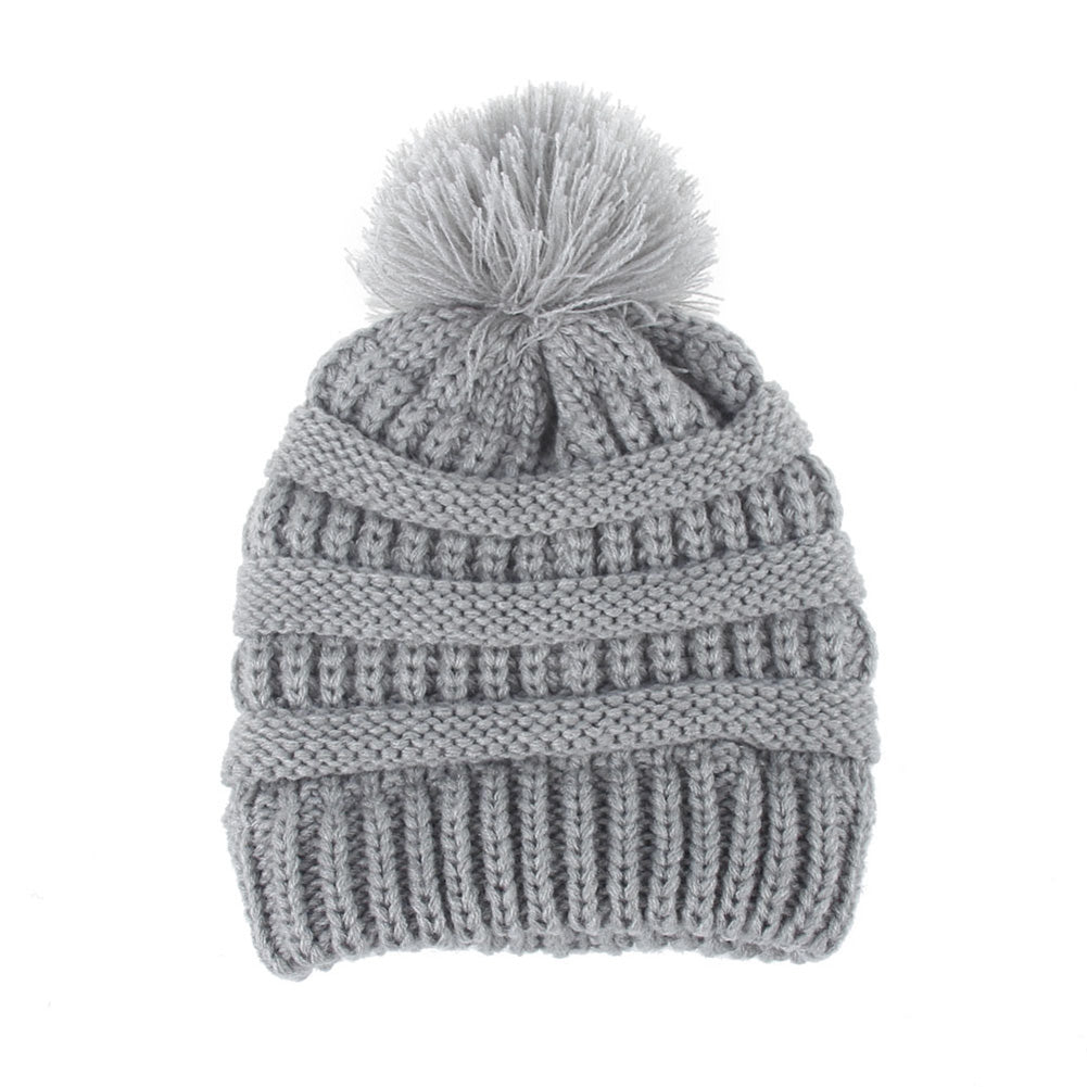 Fashion Winter Warm Baby Boys Girls Knitted Hat Solid Color Crochet Beanie Cap