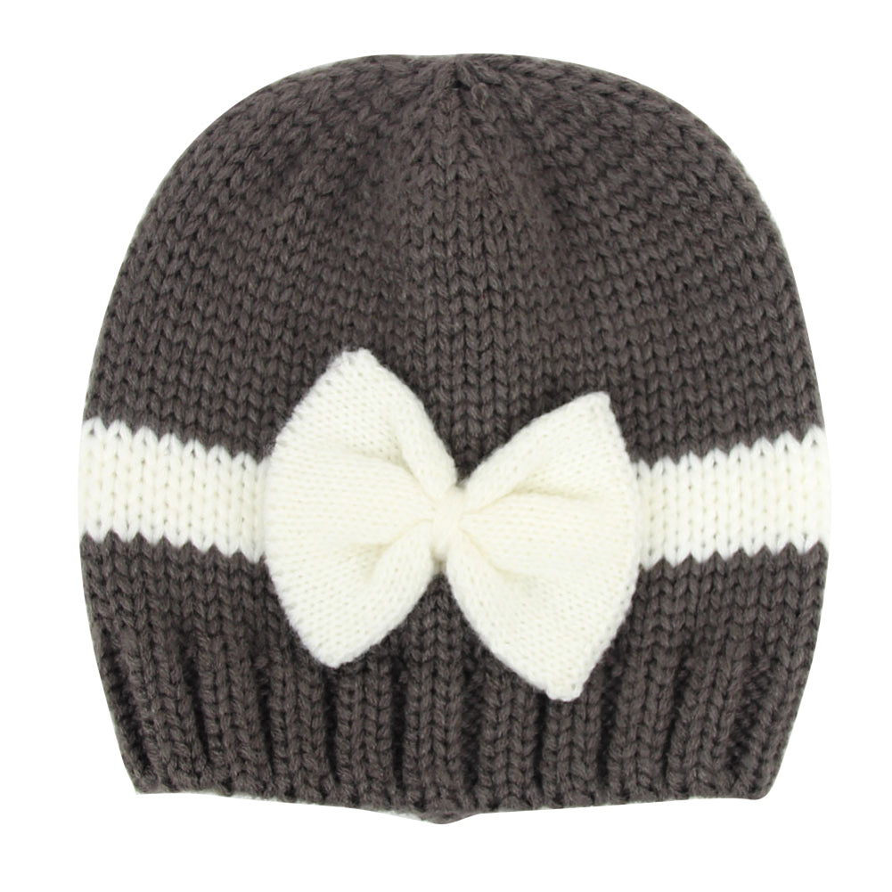 Infant Baby Boys Girls Winter Warm Patchwork Bowknot Beanie Cap Knitted Hat