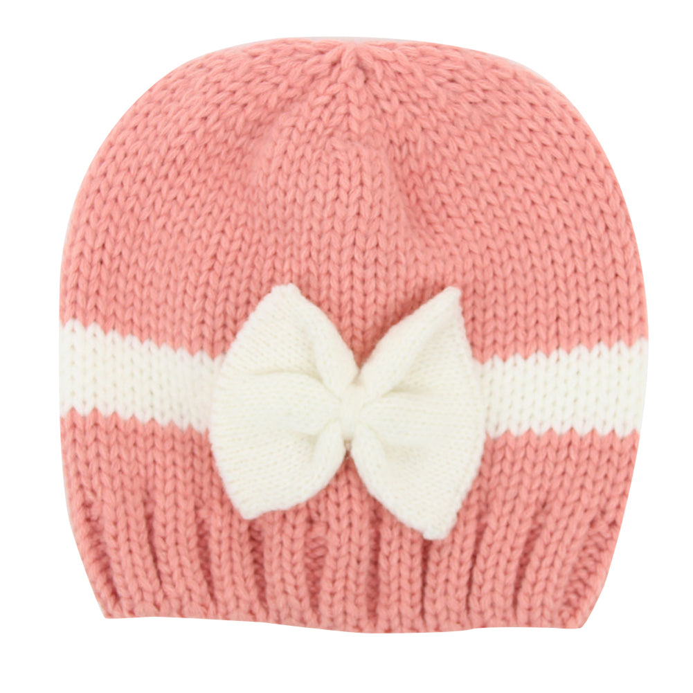 Infant Baby Boys Girls Winter Warm Patchwork Bowknot Beanie Cap Knitted Hat