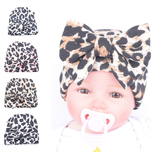 Newborn Baby Toddler Boy Girl Leopard Pattern Bowknot Hat Fashion Headband