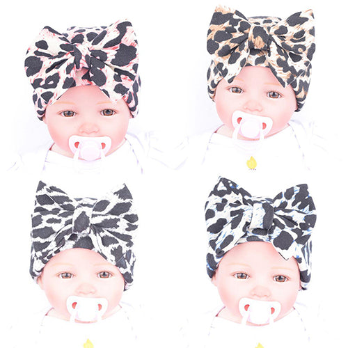 Newborn Baby Toddler Boy Girl Leopard Pattern Bowknot Hat Fashion Headband