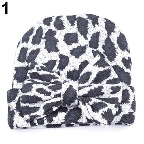 Newborn Baby Toddler Boy Girl Leopard Pattern Bowknot Hat Fashion Headband
