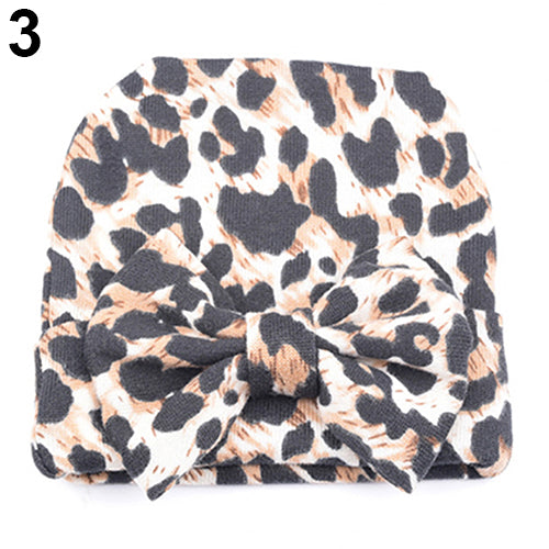 Newborn Baby Toddler Boy Girl Leopard Pattern Bowknot Hat Fashion Headband