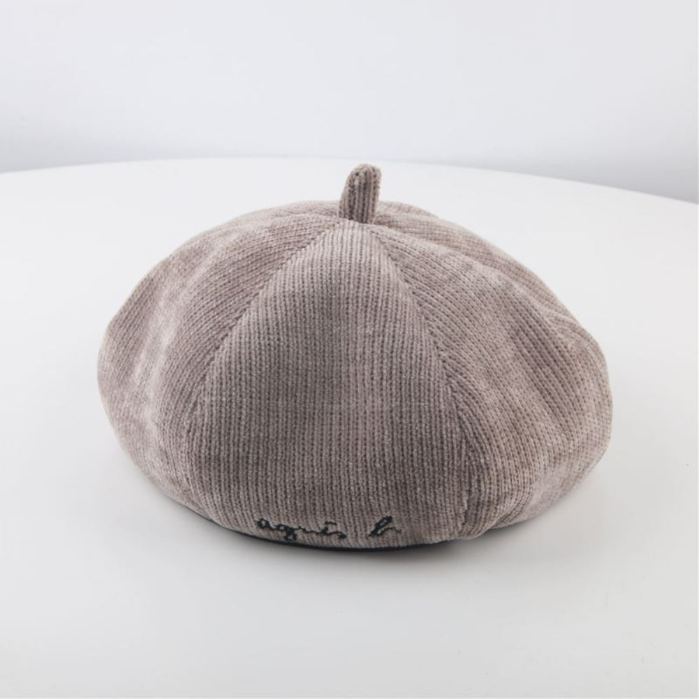 Letter Design Kids Adult Autumn Winter Soft Warm Unisex Round Cap Beret Hat