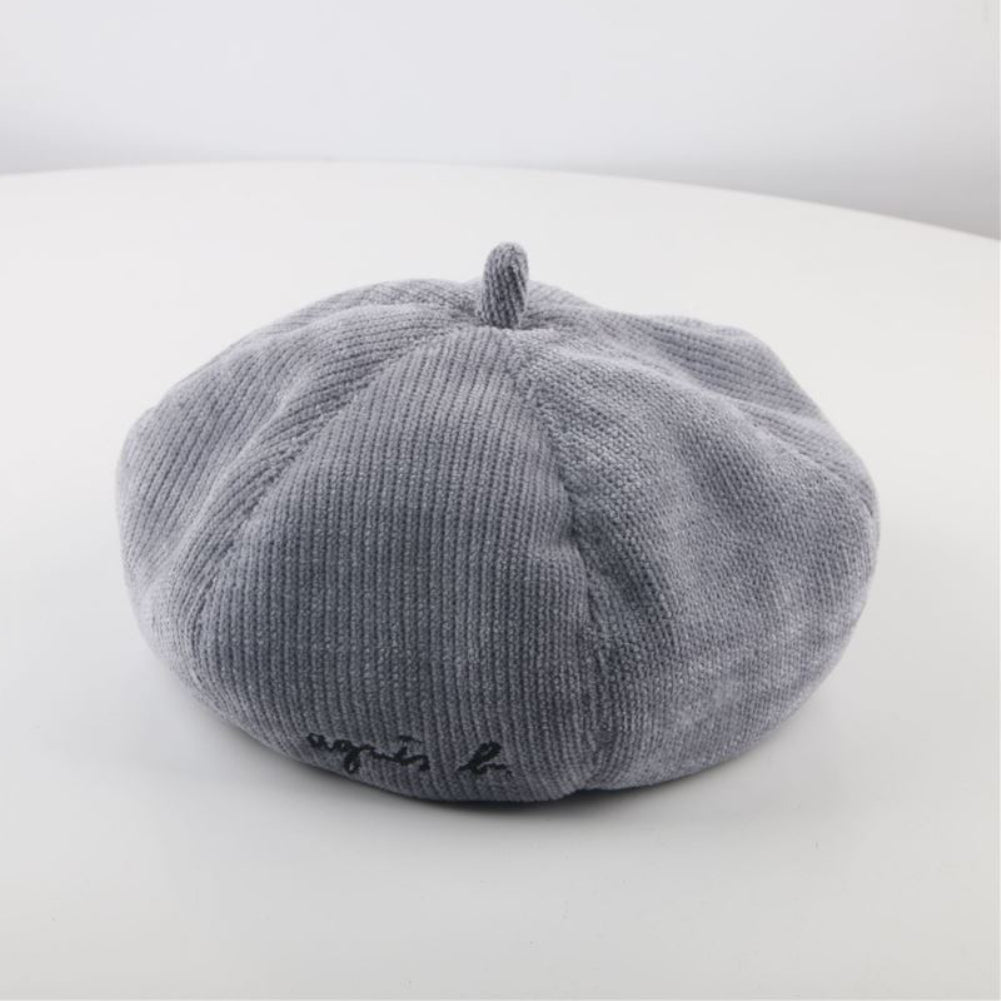 Letter Design Kids Adult Autumn Winter Soft Warm Unisex Round Cap Beret Hat