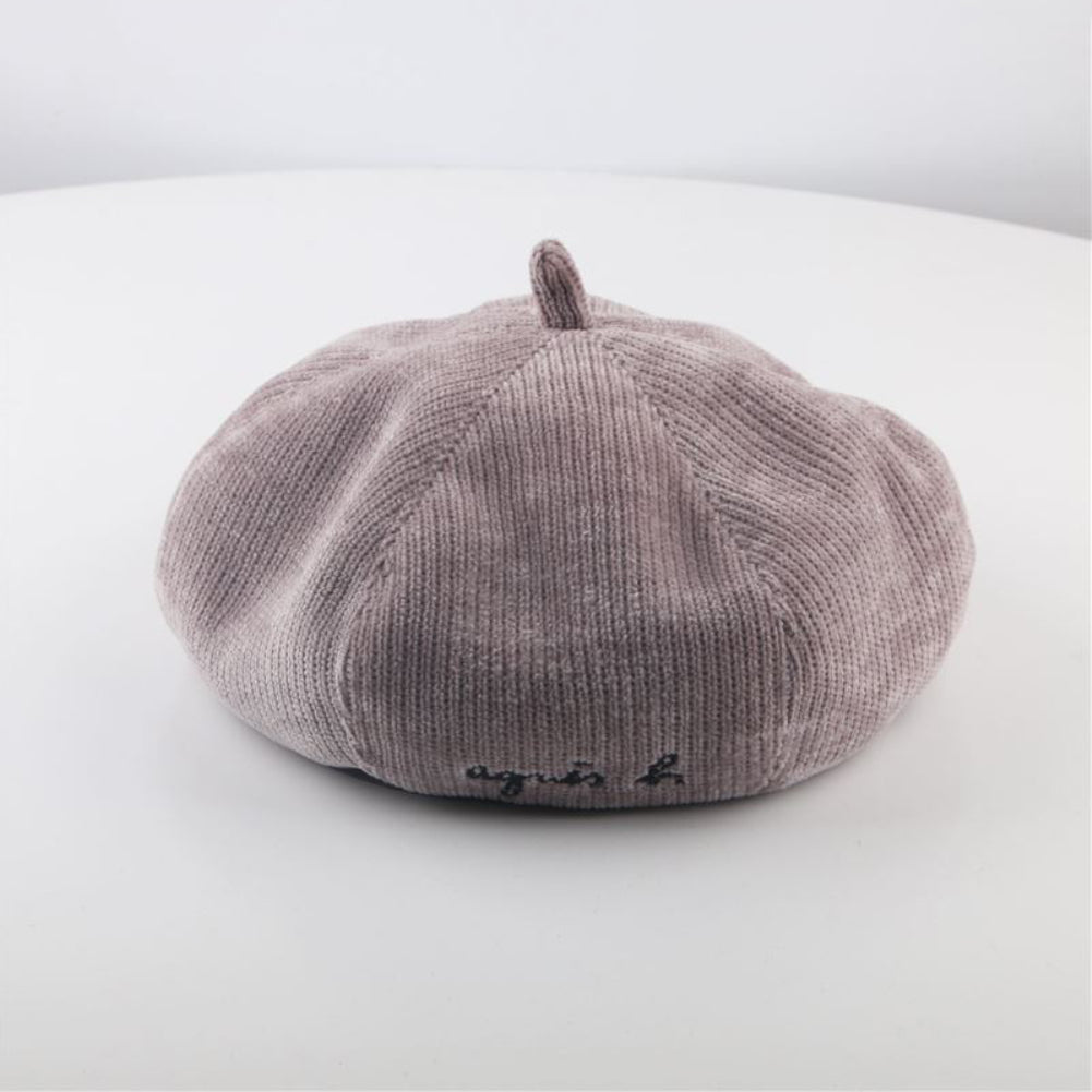 Letter Design Kids Adult Autumn Winter Soft Warm Unisex Round Cap Beret Hat
