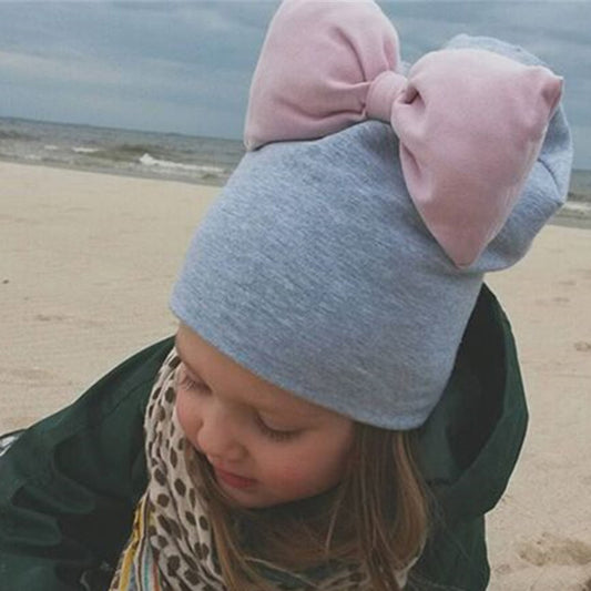 Bowknot Decoration Infant Baby Kids Boy Girl Cap Warm Cotton Soft Beanie Hat