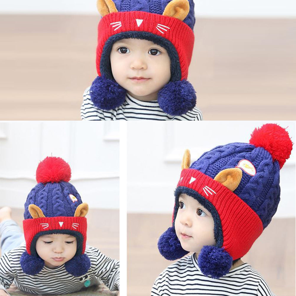 Lovely Cat Fish Baby Boys Girls Warm Soft Winter Knitting Beanie Crochet Cap Hat