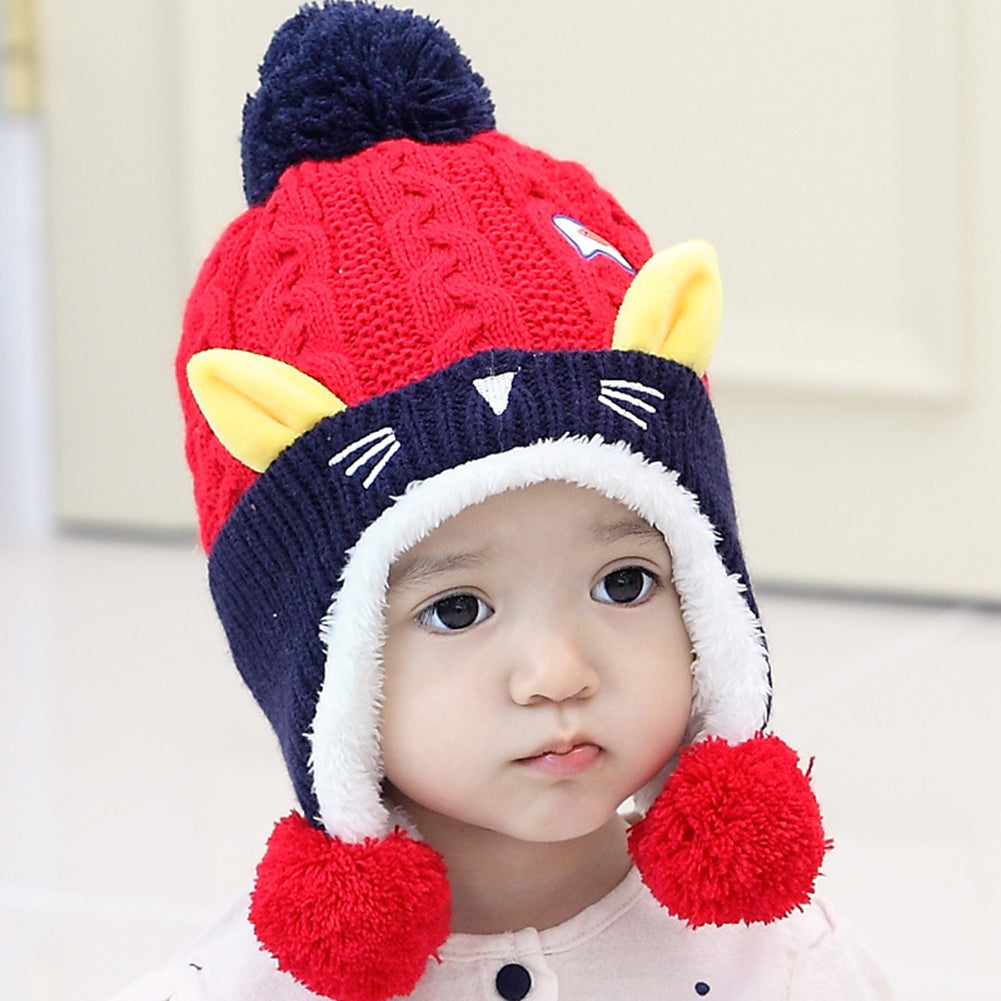 Lovely Cat Fish Baby Boys Girls Warm Soft Winter Knitting Beanie Crochet Cap Hat