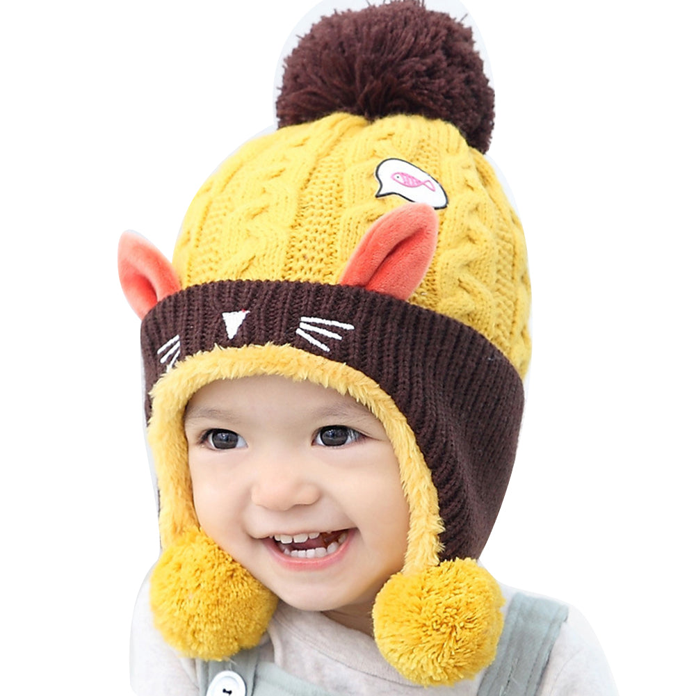 Lovely Cat Fish Baby Boys Girls Warm Soft Winter Knitting Beanie Crochet Cap Hat