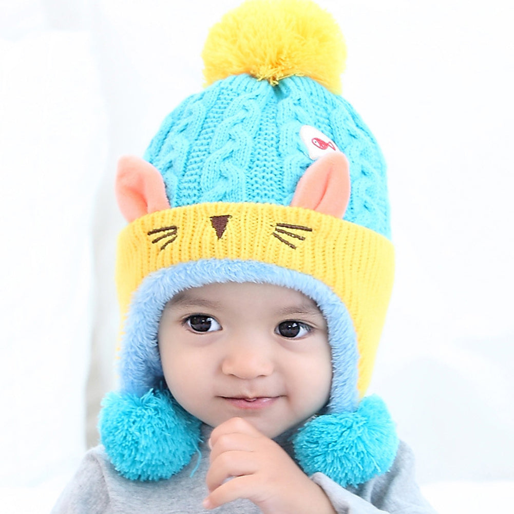 Lovely Cat Fish Baby Boys Girls Warm Soft Winter Knitting Beanie Crochet Cap Hat
