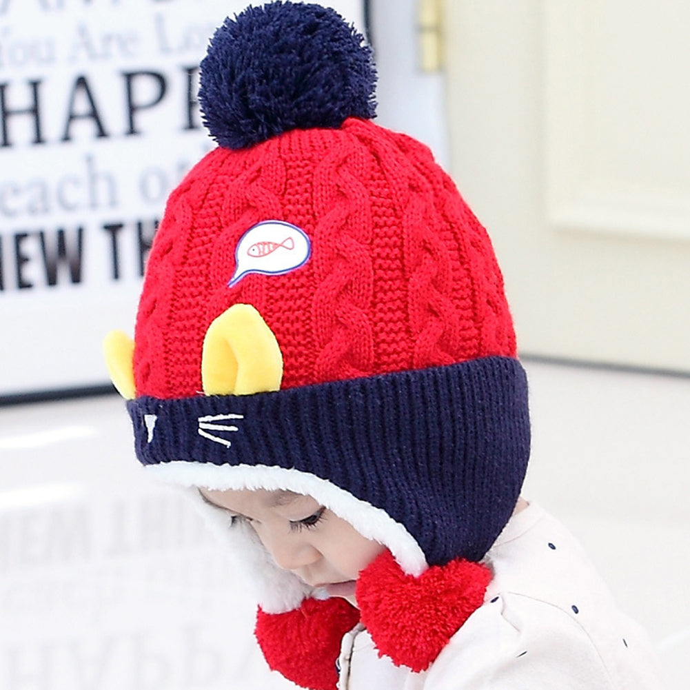 Lovely Cat Fish Baby Boys Girls Warm Soft Winter Knitting Beanie Crochet Cap Hat