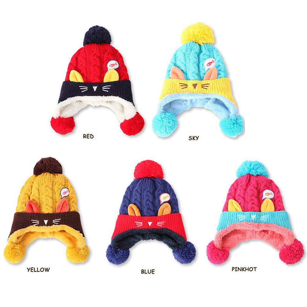 Lovely Cat Fish Baby Boys Girls Warm Soft Winter Knitting Beanie Crochet Cap Hat