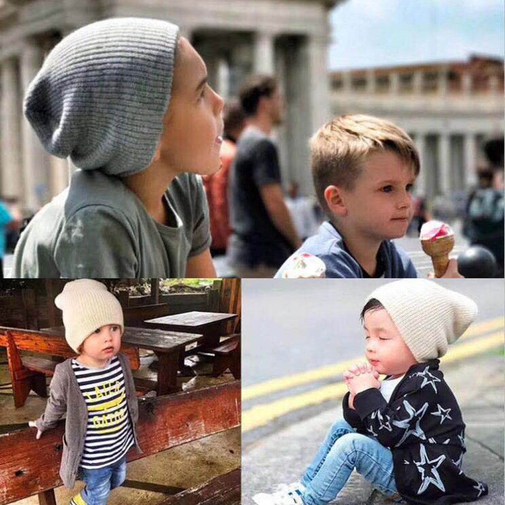 Stylish Knitted Elastic Beanie Cap Children Kids Autumn Winter Soft Warm Hat