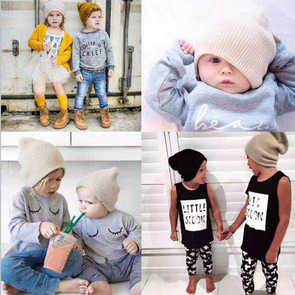 Stylish Knitted Elastic Beanie Cap Children Kids Autumn Winter Soft Warm Hat