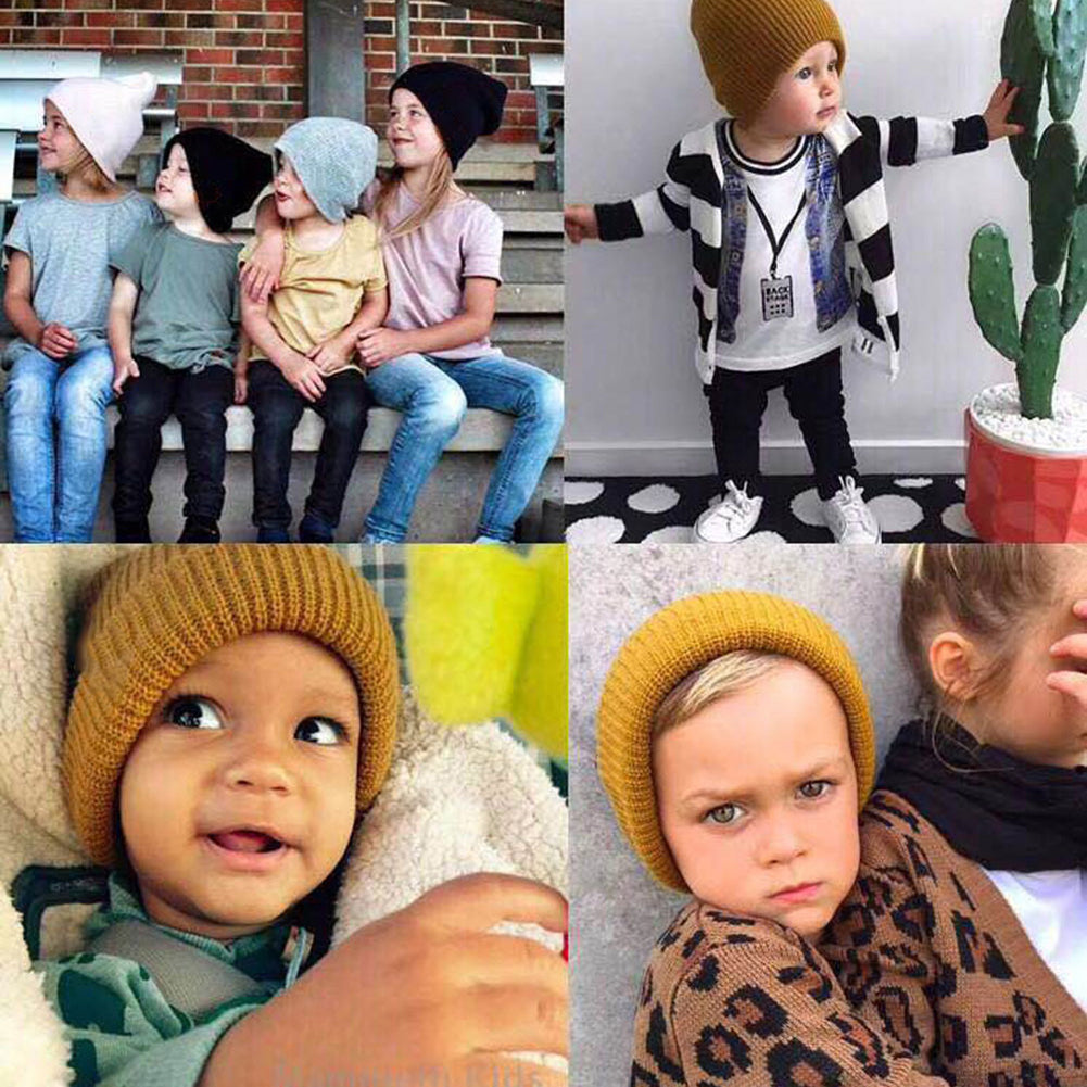 Stylish Knitted Elastic Beanie Cap Children Kids Autumn Winter Soft Warm Hat