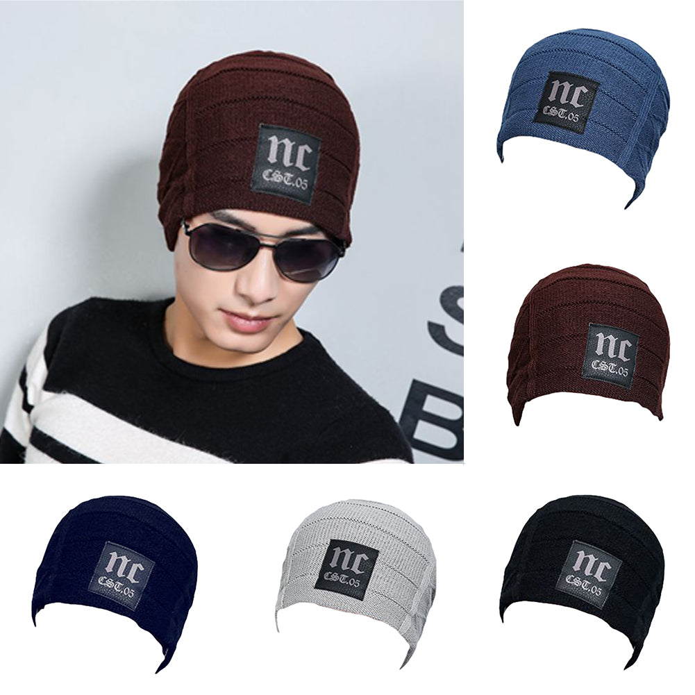 Men's Fashion Knit Crochet Baggy Beanie Hat Winter Warm Cap for Outdoor Riding