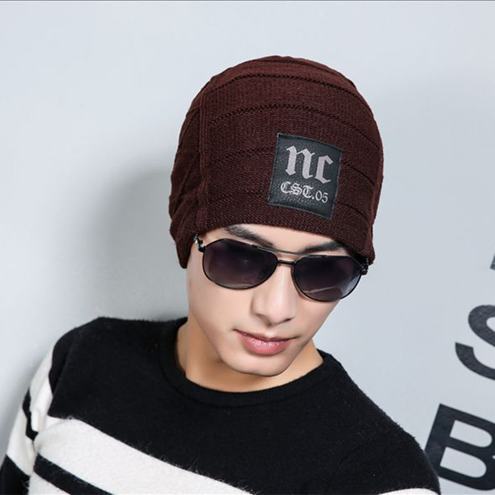 Men's Fashion Knit Crochet Baggy Beanie Hat Winter Warm Cap for Outdoor Riding