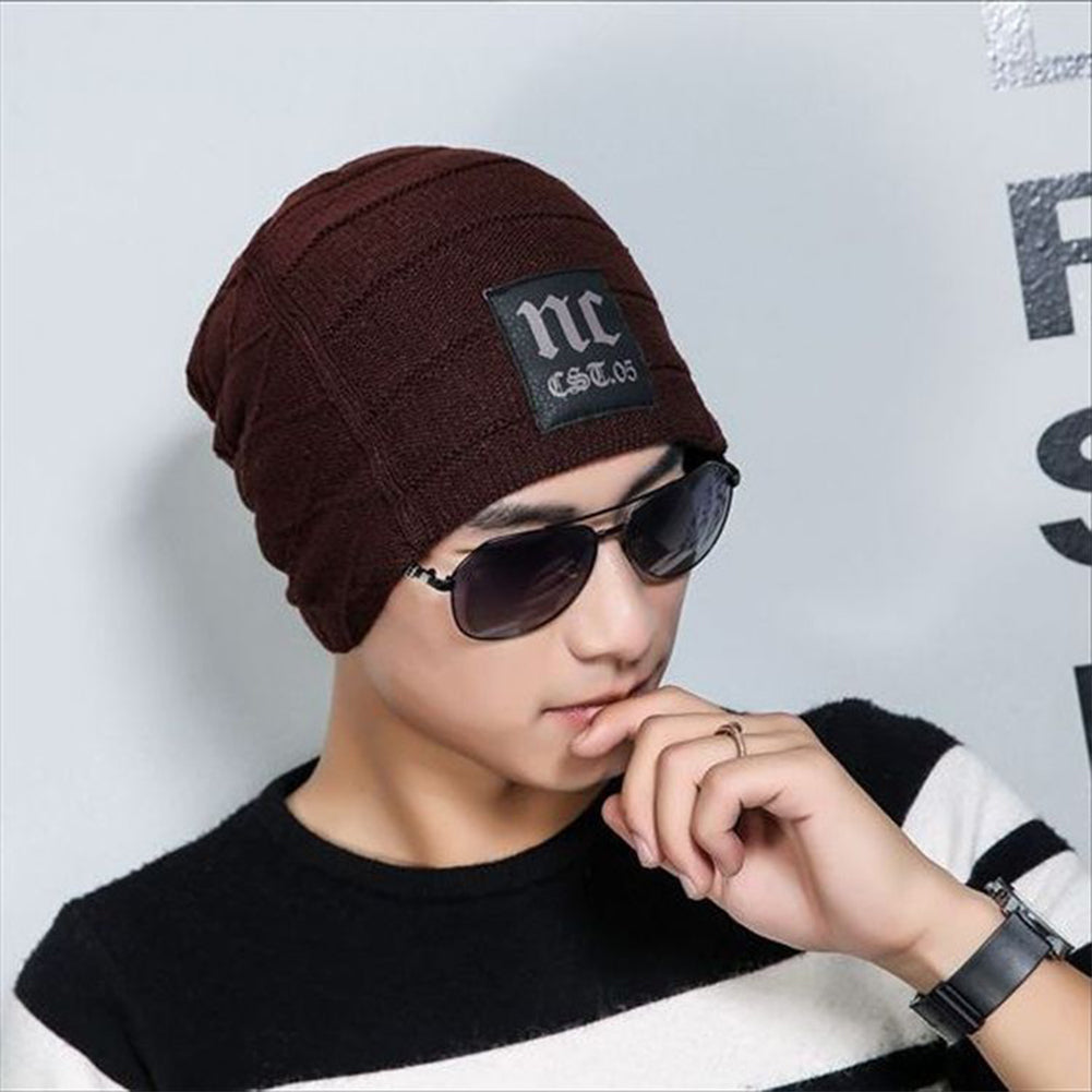 Men's Fashion Knit Crochet Baggy Beanie Hat Winter Warm Cap for Outdoor Riding