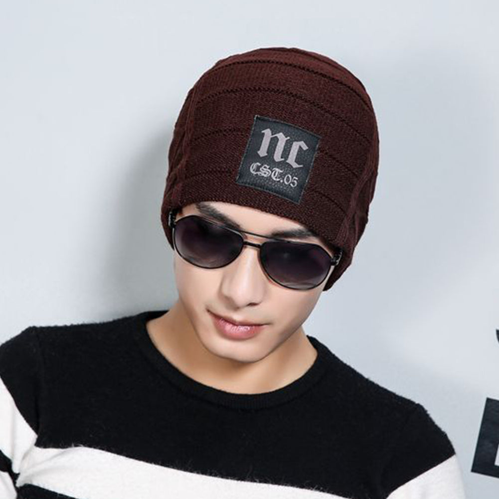Men's Fashion Knit Crochet Baggy Beanie Hat Winter Warm Cap for Outdoor Riding