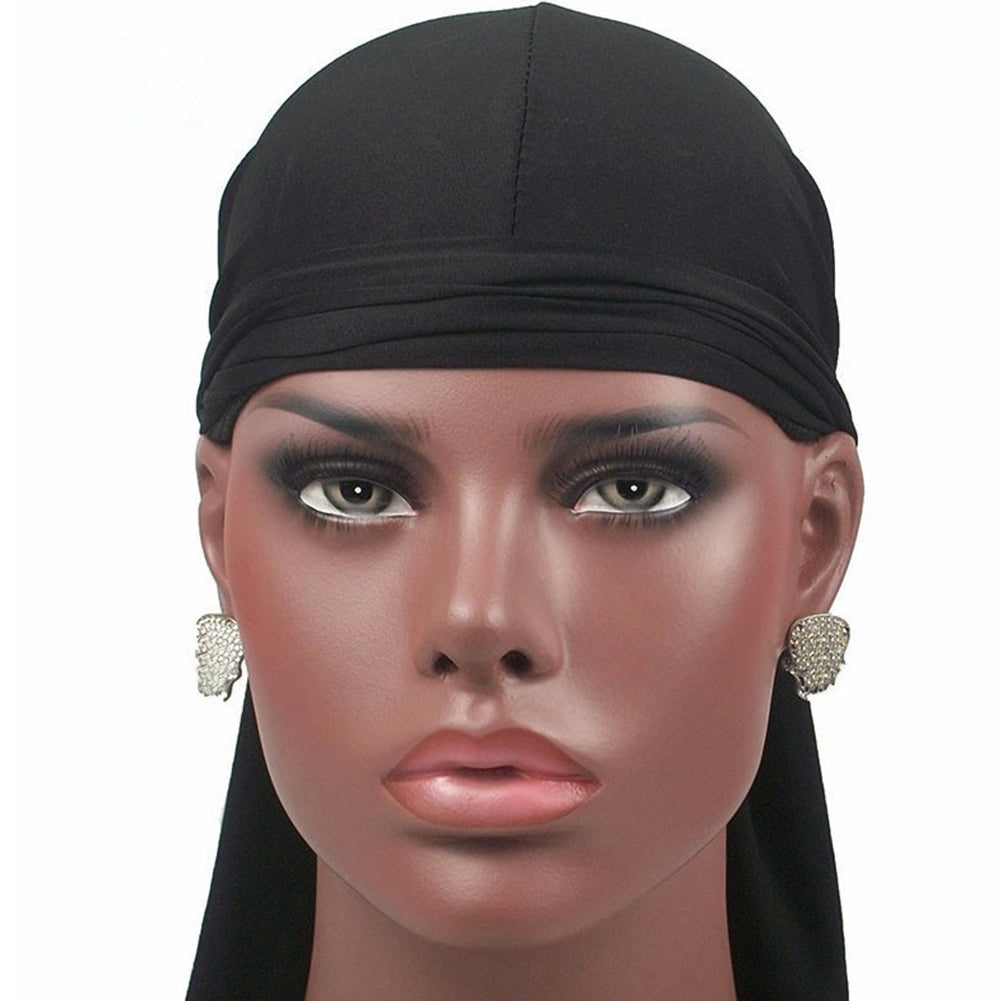 Men Milk Fiber Pure Color Hip Hop Bandana Long Tail Hat Headwear Pirate Cap Wrap
