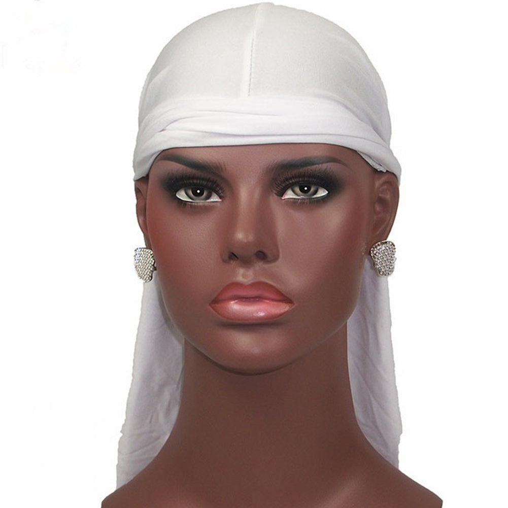 Men Milk Fiber Pure Color Hip Hop Bandana Long Tail Hat Headwear Pirate Cap Wrap