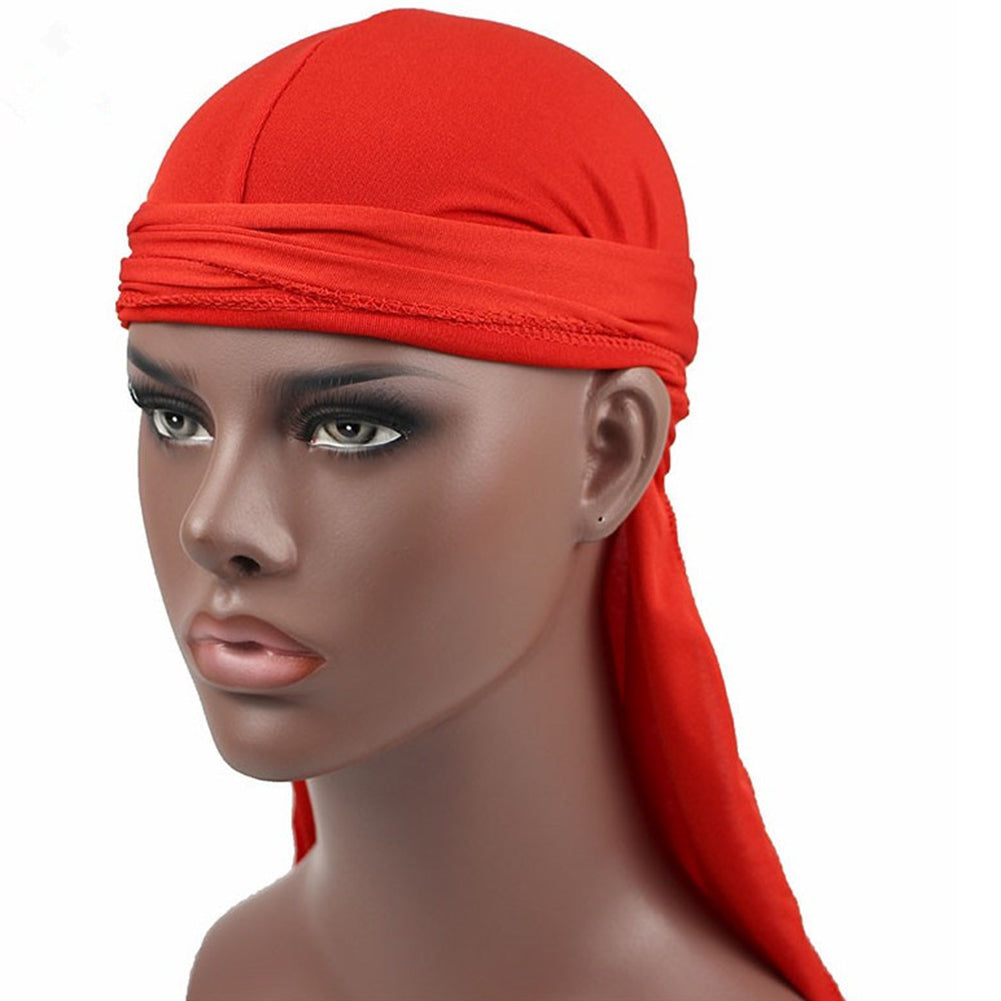 Men Milk Fiber Pure Color Hip Hop Bandana Long Tail Hat Headwear Pirate Cap Wrap