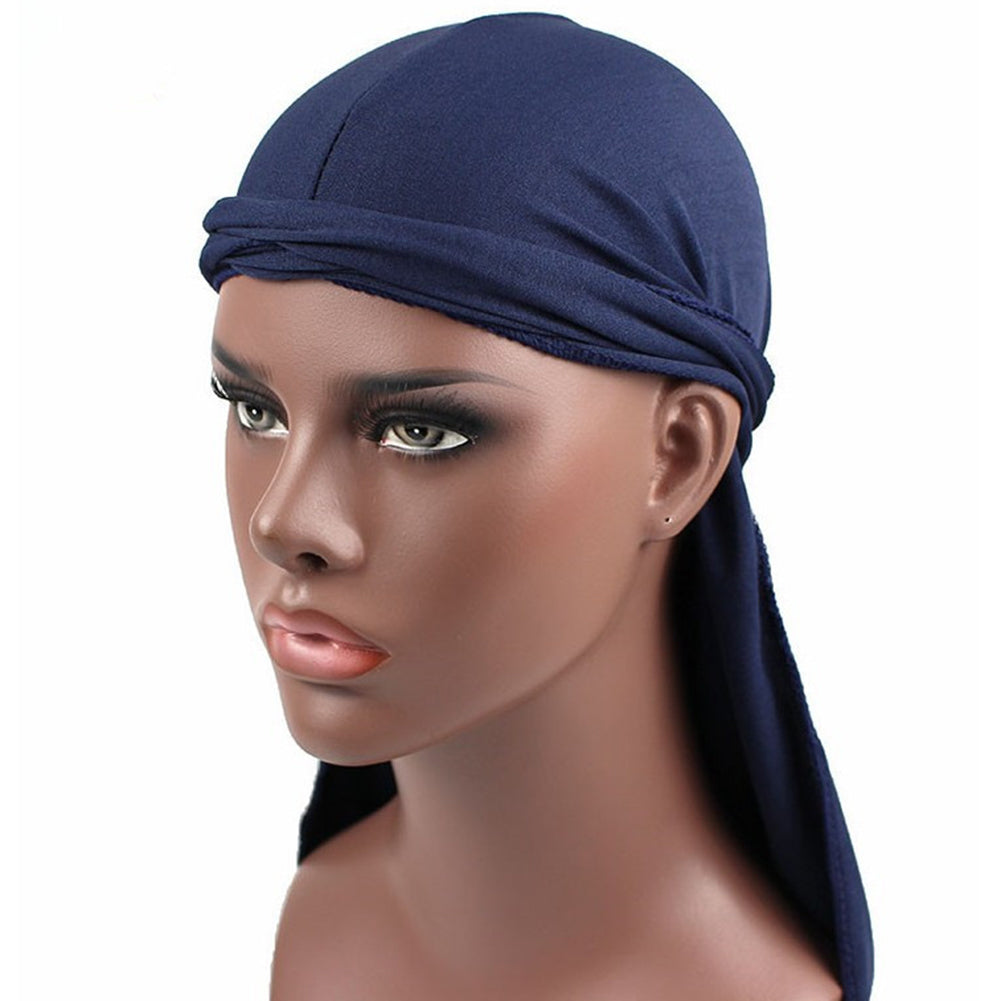 Men Milk Fiber Pure Color Hip Hop Bandana Long Tail Hat Headwear Pirate Cap Wrap