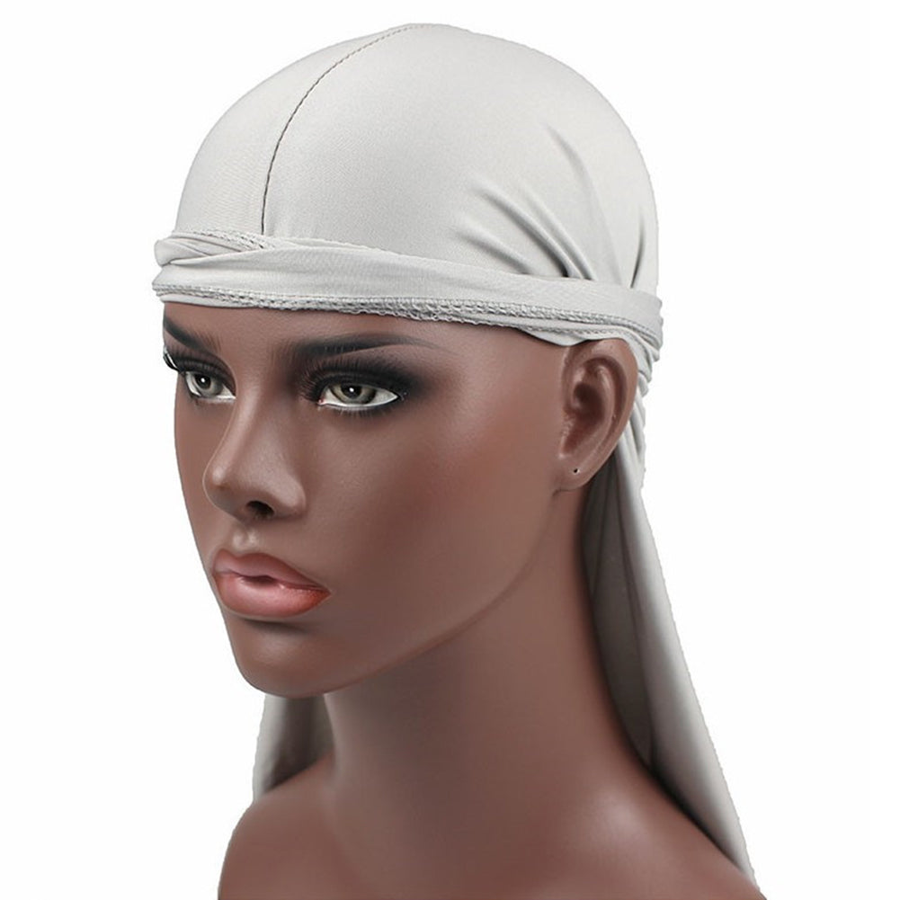 Men Milk Fiber Pure Color Hip Hop Bandana Long Tail Hat Headwear Pirate Cap Wrap