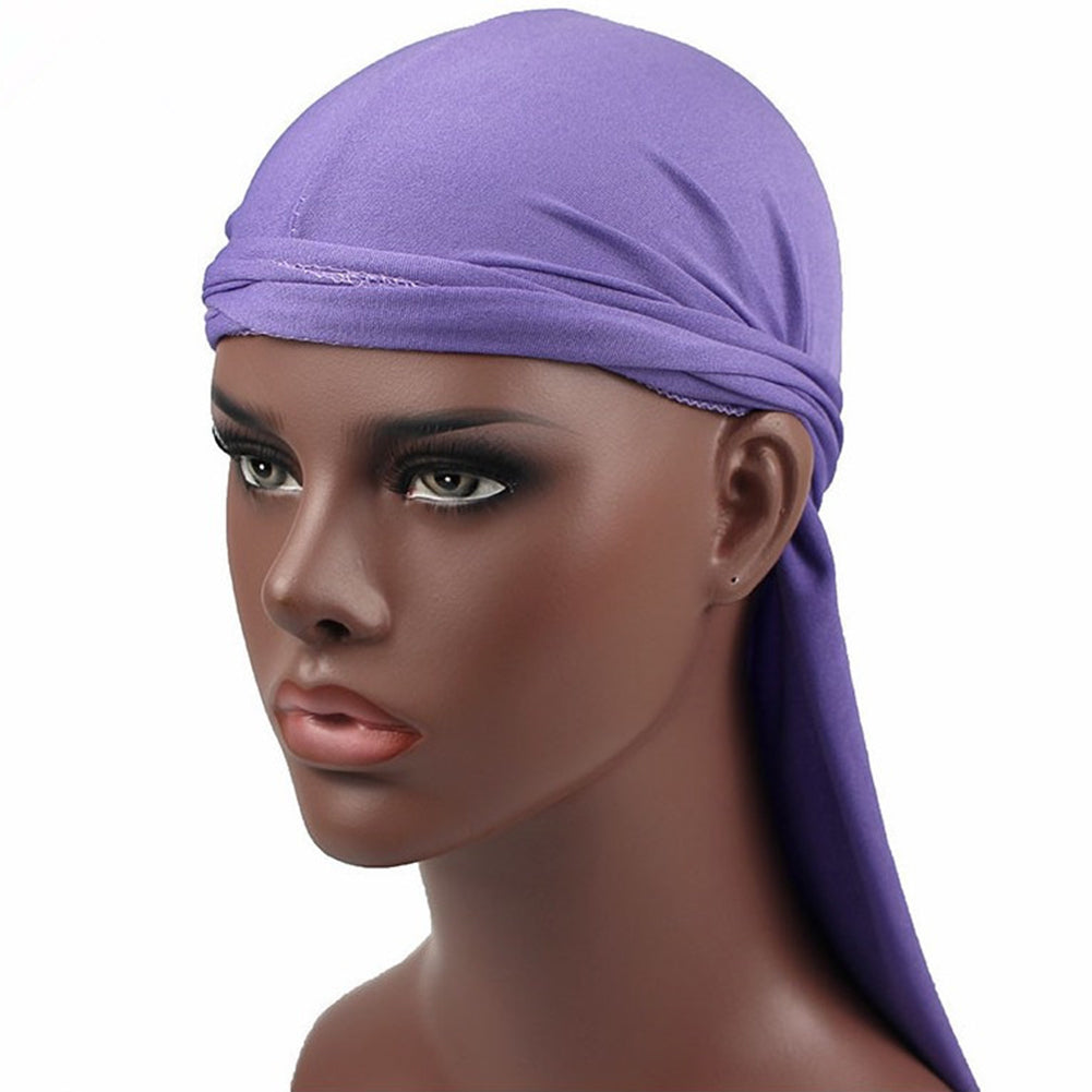 Men Milk Fiber Pure Color Hip Hop Bandana Long Tail Hat Headwear Pirate Cap Wrap