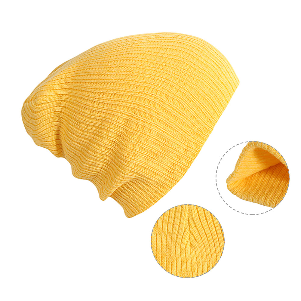 Solid Color Ribbed Elastic Unisex Winter Autumn Knitted Hat Warm Beanie Cap