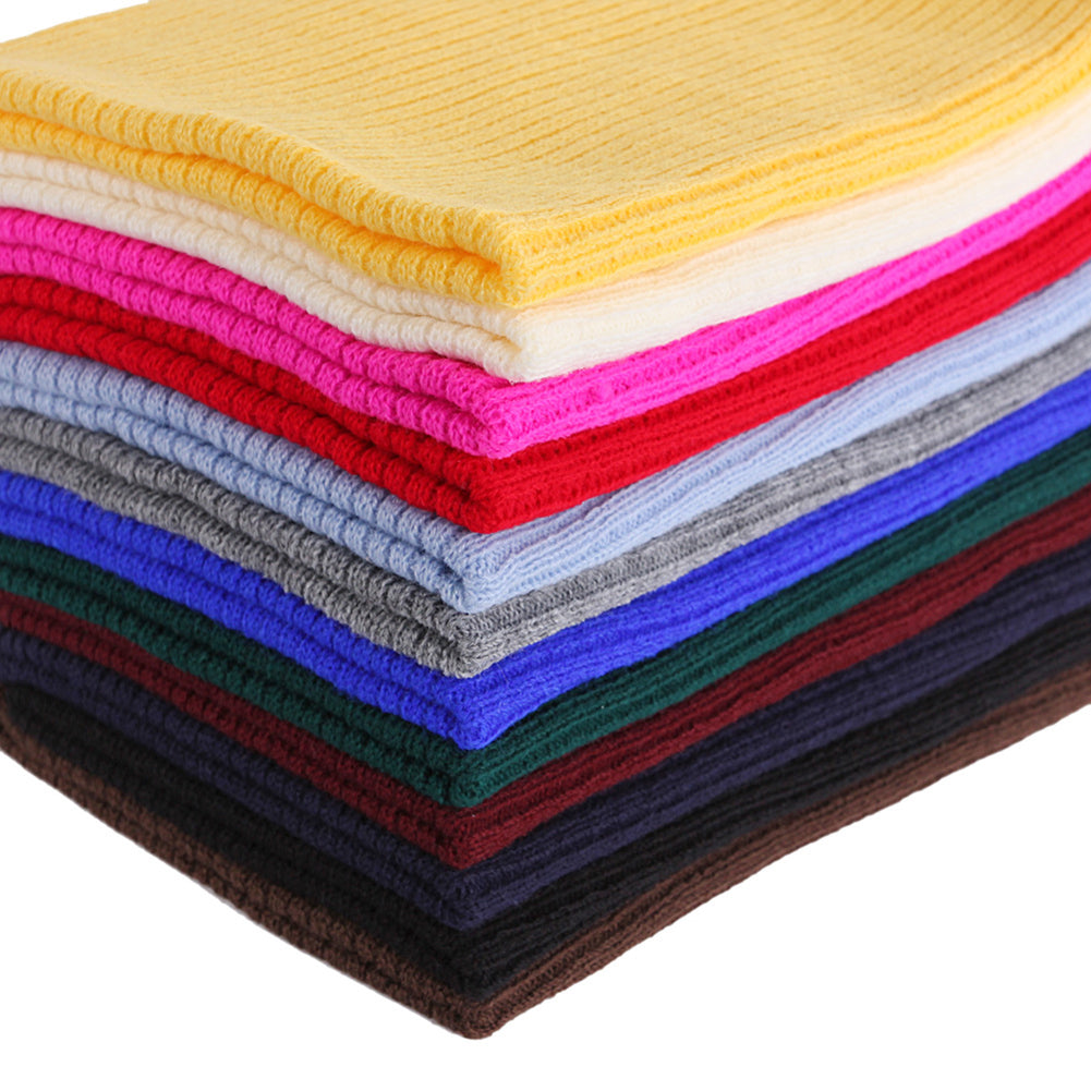 Solid Color Ribbed Elastic Unisex Winter Autumn Knitted Hat Warm Beanie Cap