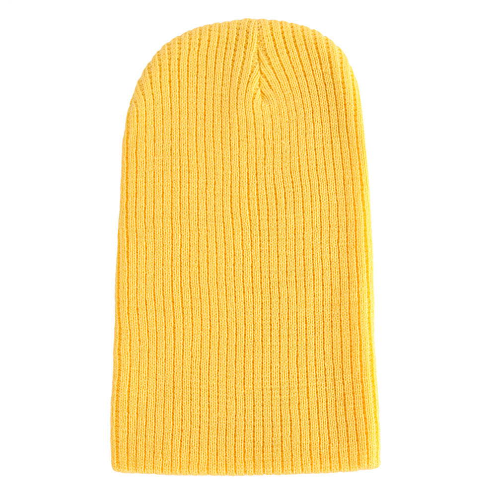 Solid Color Ribbed Elastic Unisex Winter Autumn Knitted Hat Warm Beanie Cap