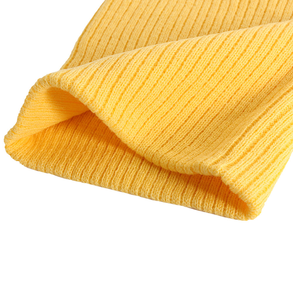 Solid Color Ribbed Elastic Unisex Winter Autumn Knitted Hat Warm Beanie Cap