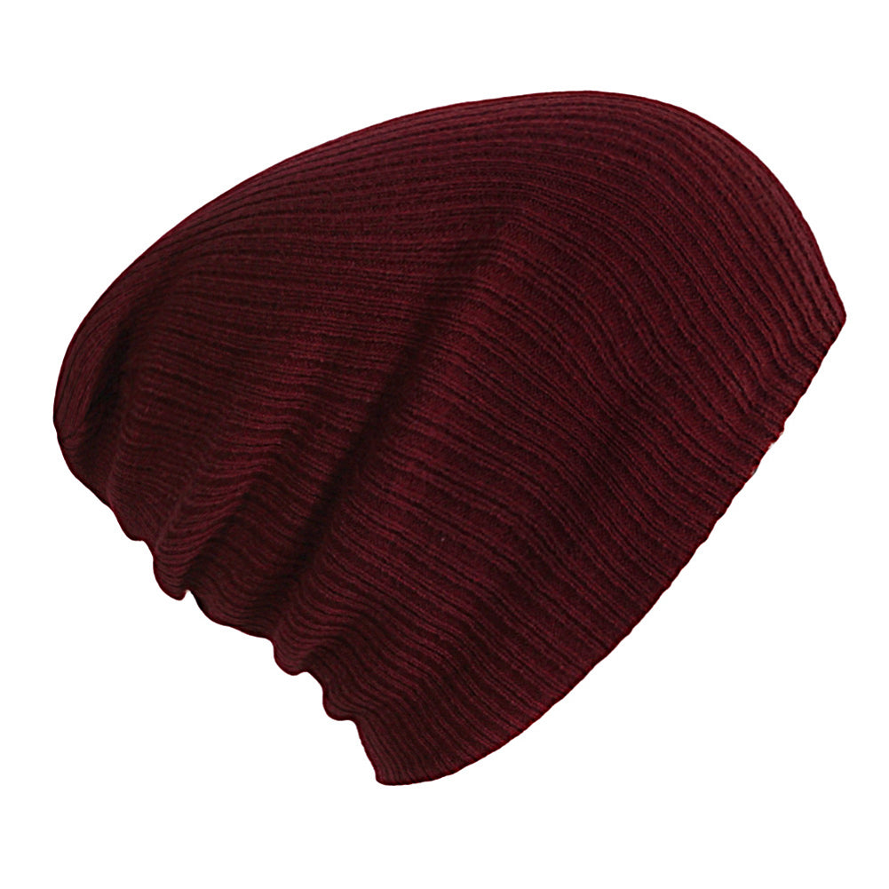 Solid Color Ribbed Elastic Unisex Winter Autumn Knitted Hat Warm Beanie Cap