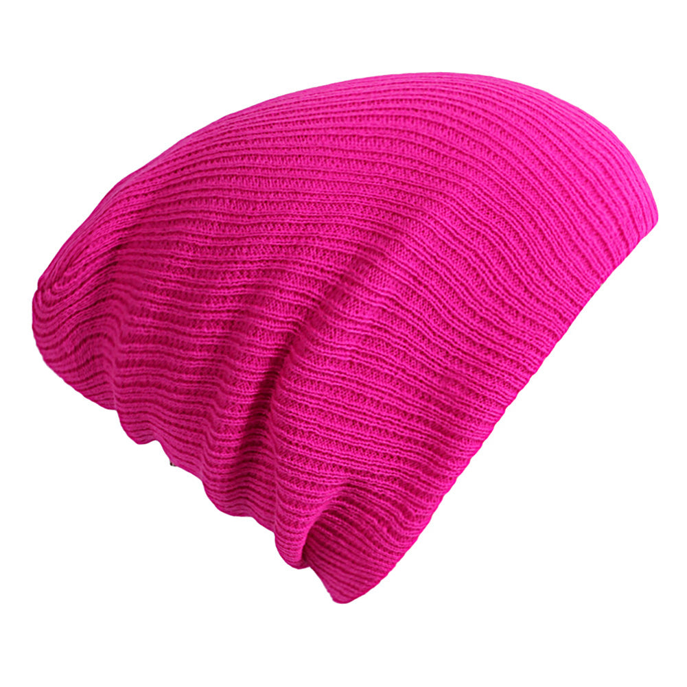 Solid Color Ribbed Elastic Unisex Winter Autumn Knitted Hat Warm Beanie Cap