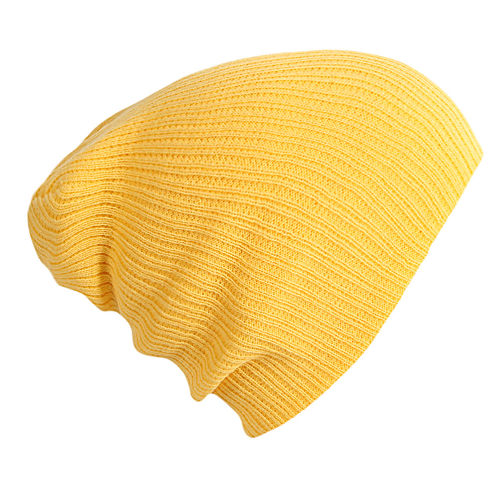 Solid Color Ribbed Elastic Unisex Winter Autumn Knitted Hat Warm Beanie Cap